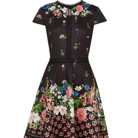 🍒NWT🍒 TED BAKER BLACK SKATER DRESS - Picture 4 of 12